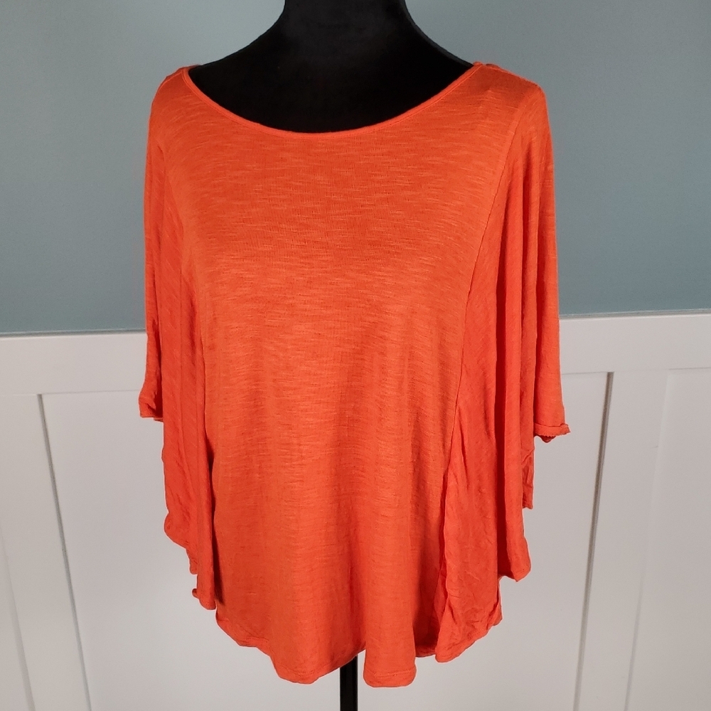 Adrianna Papell Flutter Sleeve Rayon Top M Orange